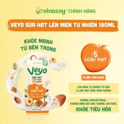 Thumbnail Thùng Veyo Sữa hạt lên men tự nhiên Vị Đào Tiên Nhật (30hộp x 180ml) 2