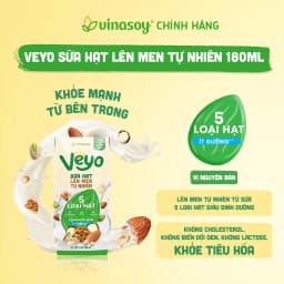 Thumbnail Thùng Veyo Sữa hạt lên men tự nhiên Vị Nguyên bản Ít đường (30hộp x 180ml) 2