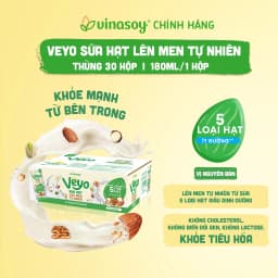 Thumbnail Thùng Veyo Sữa hạt lên men tự nhiên Vị Nguyên bản Ít đường (30hộp x 180ml) 4