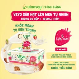 Thumbnail Thùng Veyo Sữa hạt lên men tự nhiên Vị Dâu Nhật (30hộp x 180ml) 1