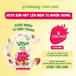 Thumbnail Thùng Veyo Sữa hạt lên men tự nhiên Vị Dâu Nhật (30hộp x 180ml) 2