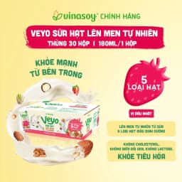 Thumbnail Thùng Veyo Sữa hạt lên men tự nhiên Vị Dâu Nhật (30hộp x 180ml) 4