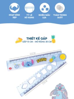 Thumbnail Thước kẻ 30cm cute cho bé 1989KIDS học sinh tiểu học,chất liệu trong suốt an toàn cho trẻ em,thước kẻ cho bé 3