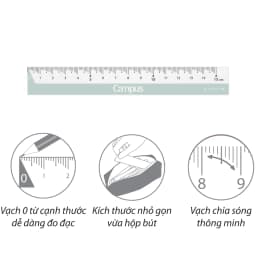Thumbnail Thước Kẻ Nhựa KUSUMI Series Acrylic Mờ 15cm Hạn Chế Trầy Xước Chính Hãng Campus 2