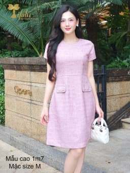Thumbnail TIFALU - Đầm bigsize nữ, Đầm suông A dự tiệc màu hồng pastel - ZOL421PNK 3