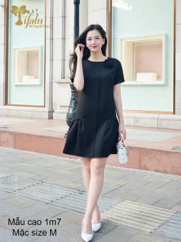 Thumbnail TIFALU - Đầm suông bigsize màu đen sang trọng - ZOL333BLK 2