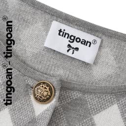 Thumbnail TINGOAN®  - Áo cardigan set len xù crop kẻ quả trám có quây xám tingoan LOVE YOU BACK CARDIGAN/GR PHIÊN BẢN MỚI t6.2024 3