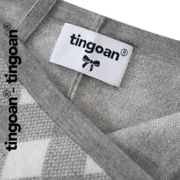 Thumbnail TINGOAN®  - Áo cardigan set len xù crop kẻ quả trám có quây xám tingoan LOVE YOU BACK CARDIGAN/GR PHIÊN BẢN MỚI t6.2024 4