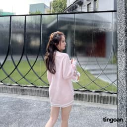 Thumbnail TINGOAN® - Áo khoác cardigan len xù hồng viền trắng RAINBOW BABY CARDIGAN/PK 3