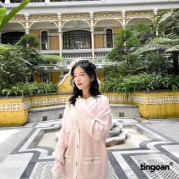 Thumbnail TINGOAN® - Áo khoác cardigan len xù hồng viền trắng RAINBOW BABY CARDIGAN/PK 4