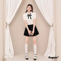 Thumbnail TINGOAN® - Áo len kem crop bề mặt len hoạ tiết quả trám buộc nơ YURI YURI TOP/WH PHIÊN BẢN MỚI NHẤT T6/2024 3