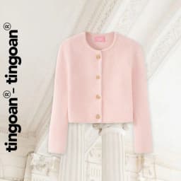 Thumbnail TINGOAN® - Áo len lông bông hồng nhạt dáng lửng phối cúc kim loại LISA LOVE TOP/PK 4