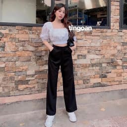Thumbnail TINGOAN® - Quần ống rộng suông cạp cao hack dáng đen trơn CHARLIE CULOTTES ver 2/BL PHIÊN BẢN MỚI NHẤT T6/2024 2