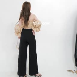 Thumbnail TINGOAN® - Quần ống rộng suông cạp cao hack dáng đen trơn CHARLIE CULOTTES ver 2/BL PHIÊN BẢN MỚI NHẤT T6/2024 3