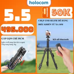 Thumbnail Tripod Điện Thoại Chân Máy Ảnh VCT180, Chân Máy Quay Kiêm Gậy Quay Video Livestream 360 Độ- HOLOCOM 1