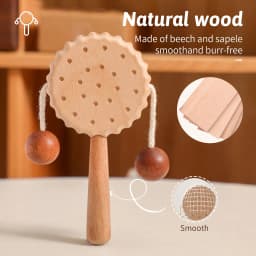 Thumbnail Trống Lục Lạc Đồ Chơi Hình Bánh Quy Bằng Gỗ Cho Bé 4
