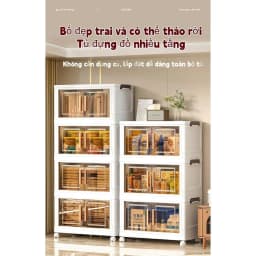 Thumbnail Tủ nhựa gấp không cần lắp đặt, tủ đựng đồ phòng ngủ bằng nhựa, chất liệu pp cao cấp không mùi 2