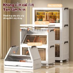 Thumbnail Tủ nhựa gấp không cần lắp đặt, tủ đựng đồ phòng ngủ bằng nhựa, chất liệu pp cao cấp không mùi 3