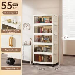 Thumbnail Tủ nhựa lưu trữ đa năng 50/55 cm, thiết kế gấp gọn trong 1 giây, dễ dàng di chuyển với bánh xe tiện ích 4