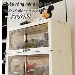 Thumbnail Tủ nhựa trong suốt 5 tầng, gấp gọn, sức chứa lớn, chất liệu PP, bánh xe vạn năng di chuyển linh hoạt 2