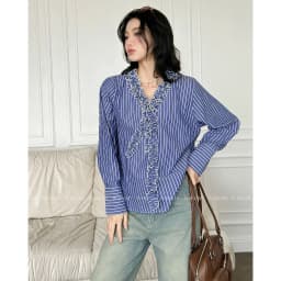 Thumbnail TUBYCATU | Áo sơ mi sọc calista shirt phối bèo 1