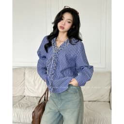 Thumbnail TUBYCATU | Áo sơ mi sọc calista shirt phối bèo 3