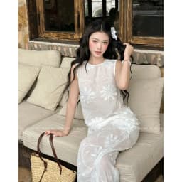 Thumbnail TUBYCATU | Áo và quần ren trắng họa tiết hoa 3d 2