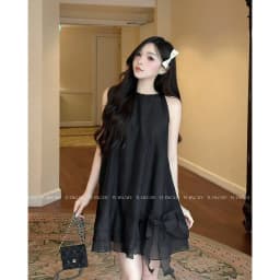 Thumbnail TUBYCATU | Đầm sát nách organza đen lai bèo 1 nơ 3
