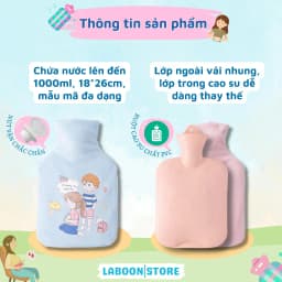 Thumbnail Túi chườm đa năng Laboon, phiên bản hình thỏ tím 1000ml dễ thương tiện lợi cho bạn nữ 4