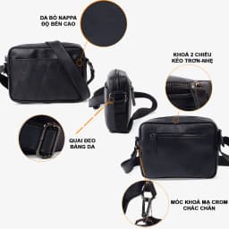 Thumbnail Túi đeo chéo da bò Saturn Bụi Leather DC111a Da bò Nappa cao cấp 3