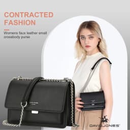 Thumbnail Túi đeo chéo DAVID JONES phong cách paris nắp gập thời trang dành cho nữ 2