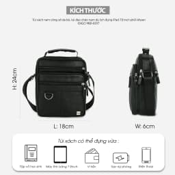 Thumbnail Túi đeo chéo nam da thật phối khoen IDIGO MB1 - 6017 2