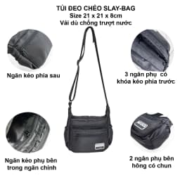 Thumbnail Túi đeo chéo nhiều ngăn TROY SLAY BAG chất vải dù trượt nước, size 21 cm 3