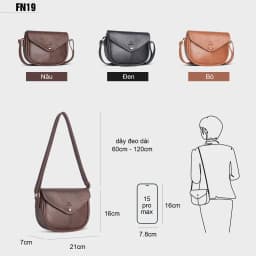 Thumbnail Túi đeo chéo nữ nhiều ngăn FADODA FN19 hình bán nguyệt 2