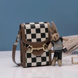 Thumbnail Túi đeo chéo SEAGLOCA vải canvas sọc caro đơn giản thời trang phong cách hàn quốc cho nữ 2