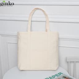 Thumbnail Túi Tote Canvas GINKO Unisex Có Dây Kéo Khóa ( túi con) Phong Cách Hàn Quốc Mẫu Trơn KT36x38x15 3