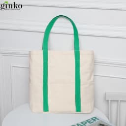 Thumbnail Túi Tote Canvas GINKO Unisex Có Dây Kéo Khóa ( túi con) Phong Cách Hàn Quốc Mẫu Trơn KT36x38x15 4