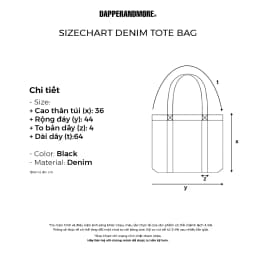 Thumbnail Túi Tote Jean DAPPERANDMORE Có Khóa Kéo Chất Denim Dày Dặn Thiết Kế Tối Giản - Túi TOTE Bag Denim 3