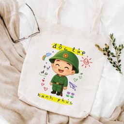 Thumbnail Túi Tote Tôi yêu Việt Nam  - Túi vải canvas có túi phụ và khoá kéo đựng vừa A4 và laptop (33x37cm) - TOTE21 4