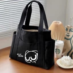 Thumbnail Túi tote túi vải canvas phong cách Hàn quốc, có khóa miệng ngăn phụ bên trong thời trang ulzzang HARAS 2