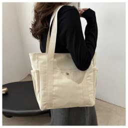Thumbnail Túi tote túi vải canvas phong cách Hàn quốc, có khóa miệng ngăn phụ bên trong thời trang ulzzang HARAS 4