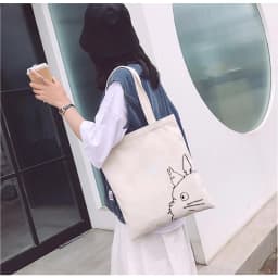 Thumbnail Túi tote Vải Canvas GINKO Kiểu Basic có dây kéo khóa ( túi con bên trong ) In Hình Totoro M47-G127 3
