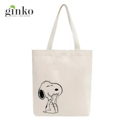 Thumbnail Túi Tote Vải Mộc GINKO Có Dây Kéo Khóa ( túi con bên trong ) In Hình Snoopy M20 2