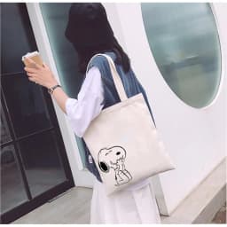 Thumbnail Túi Tote Vải Mộc GINKO Có Dây Kéo Khóa ( túi con bên trong ) In Hình Snoopy M20 3