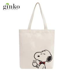 Thumbnail Túi tote vải mộc GINKO có dây kéo khóa miệng túi ( túi con ) in hình Snoopy and Friends M102 2
