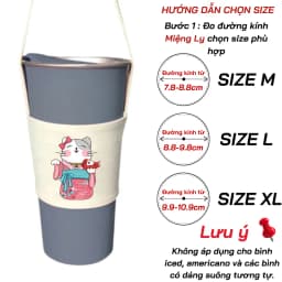 Thumbnail Túi treo ly cốc (cup holder) Ginko Canvas in hình Gấu Hoa - Mèo chibi ( nhiều size) 3