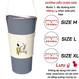 Thumbnail Túi treo ly cốc (cup holder) Ginko Canvas in hình Snoopy Cute ( nhiều size) 4