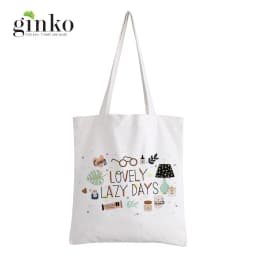 Thumbnail Túi Vải Tote GINKO Kiểu Basic có dây kéo khóa (có túi con bên trong) In Hình love lazy day G179 1