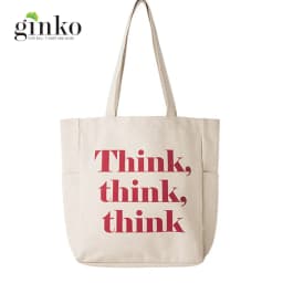 Thumbnail Túi Vải Tote Ginko Unisex Có Khóa Kéo Phong Cách Hàn Quốc In Hình Think, Think, Think (nhiều mẫu) 3