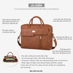 Thumbnail Túi xách da công sở cao cấp IDIGO MB2-6012-00 đựng laptop 15 inch nam nữ kiểu nắp vạt xéo thanh lịch 4